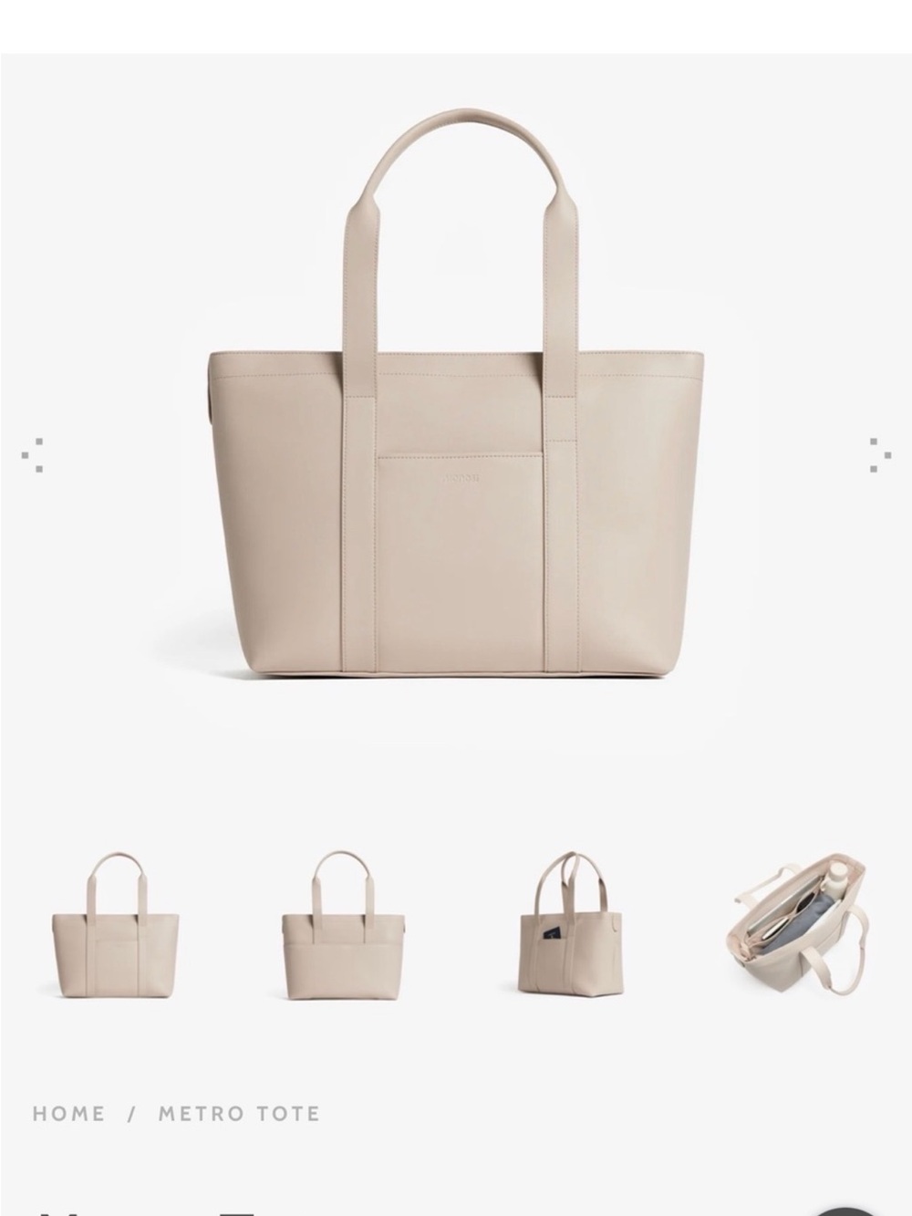 Monos Metro Tote - Ivory Vegan Leather Travel Tote Bag